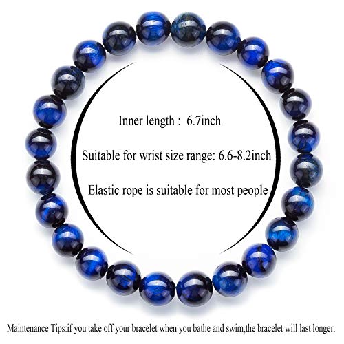 Hamoery Men Women 8mm Natural Stone Lava Rock Diffuser Bracelet Elastic Yoga Agate Beads Bracelet Bangle - Image 4