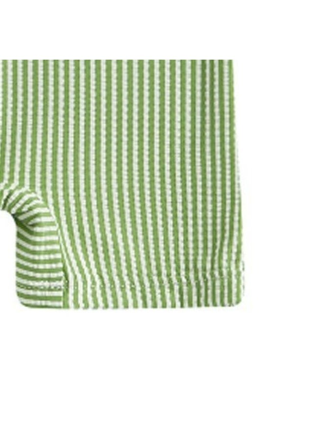 Generic - 70-80-90-100-110 Hat One-piece Special Striped Short Sleeve Children's Swimsuit-Color:Royal Blue-Size:80 - Image 1