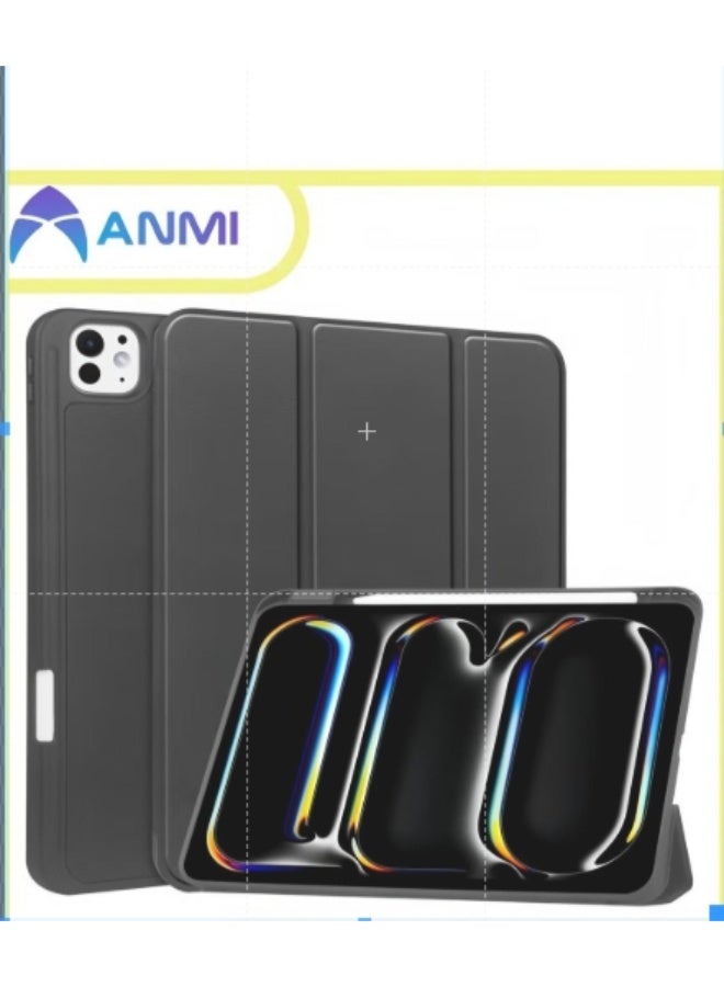 أنمي متوافق مع علبة (M4) 2024 مع حامل قلم رصاص، حامل ثلاثي الطي الذكي، سكون الاستيقاظ التلقائي (أسود)