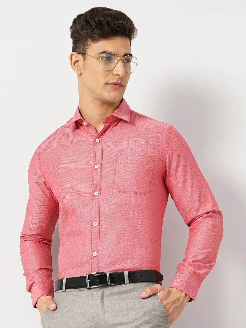 ذا انديان كراج كو Men Slim Fit Solid Full Sleeves Cutaway Collar Formal Shirt