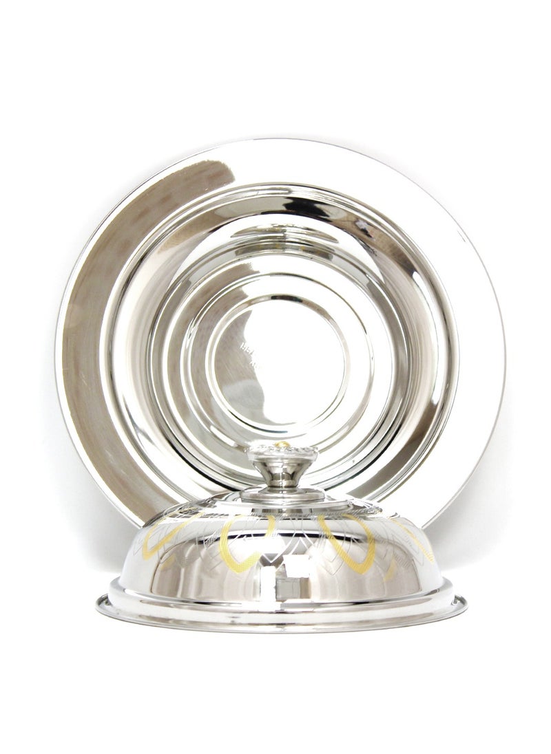 Rathore - Samar Stainless Steel Qouzi Dish Food Tray with Lid 30cm - Image 1