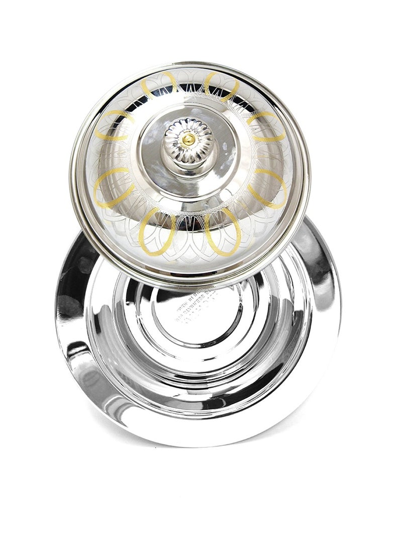 Rathore - Samar Stainless Steel Qouzi Dish Food Tray with Lid 30cm - Image 1