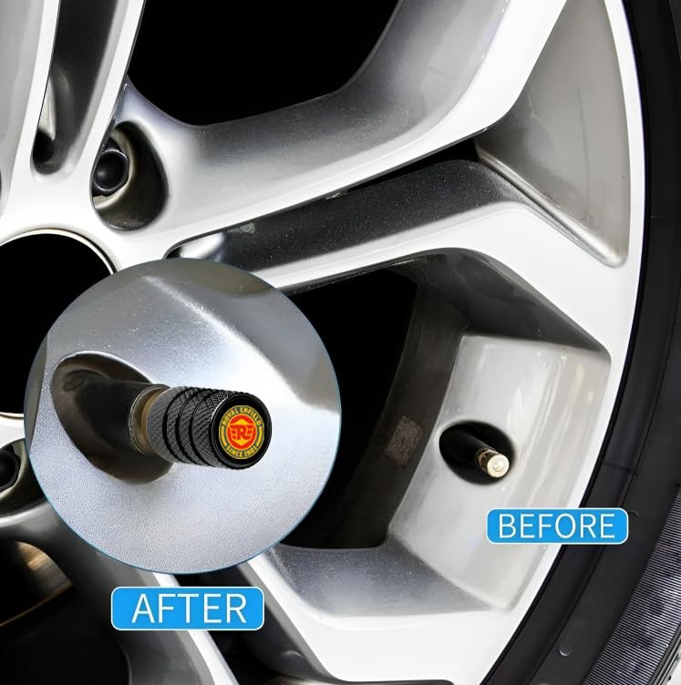Greenworld Premium Black Metal Car Tyre Valve Cap Air Cap Car Tyre Valve Stem Cap Air Covers with Logo (Royal-elifiekd) - Image 5