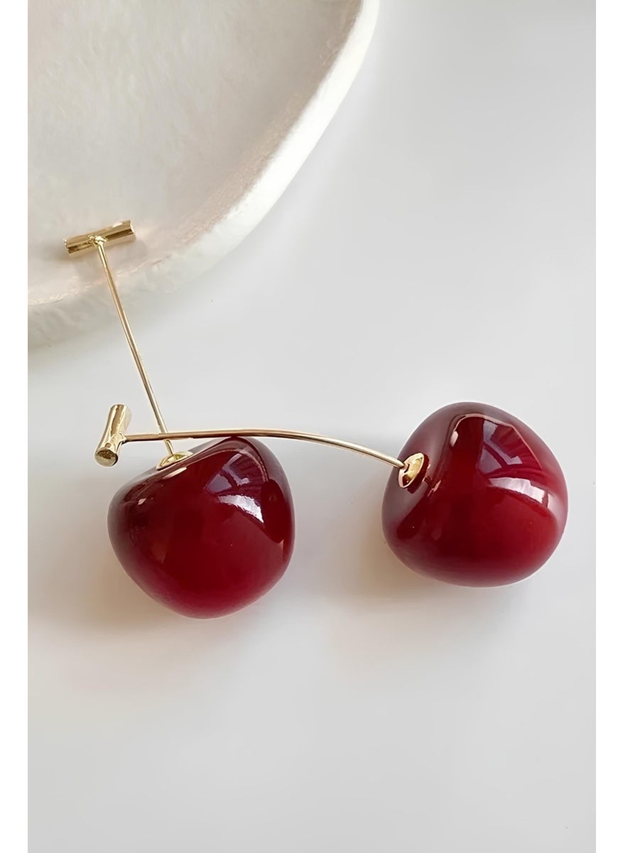 Takı Dükkanı Real Look Full 3D Large Cherry Earrings Pair bck40  - Image 5