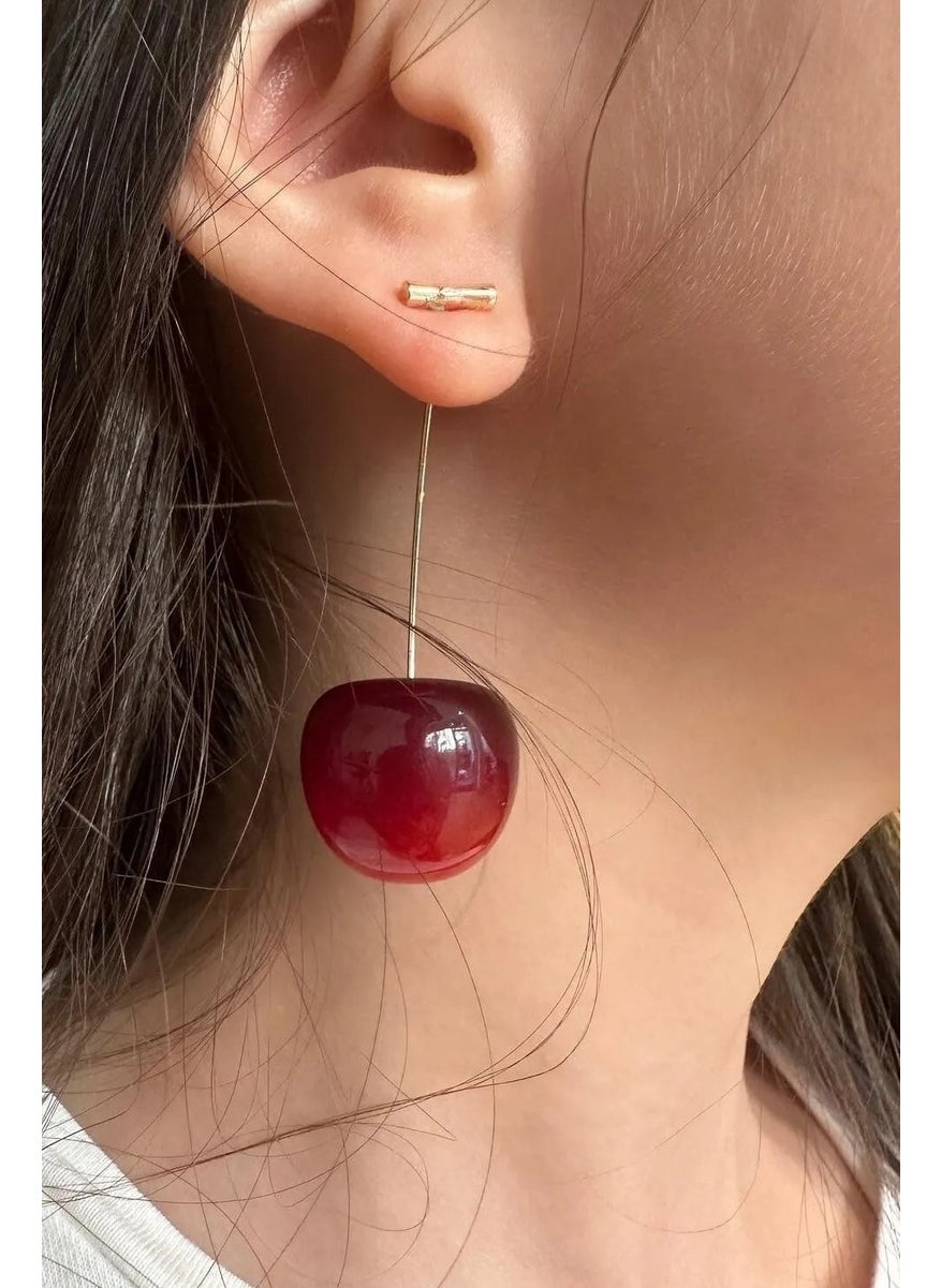 Takı Dükkanı Real Look Full 3D Large Cherry Earrings Pair bck40  - Image 3
