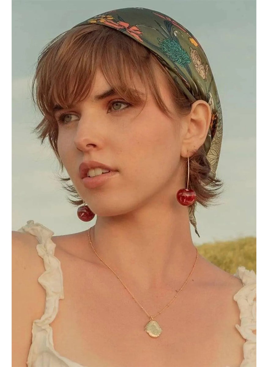 Takı Dükkanı Real Look Full 3D Large Cherry Earrings Pair bck40  - Image 2