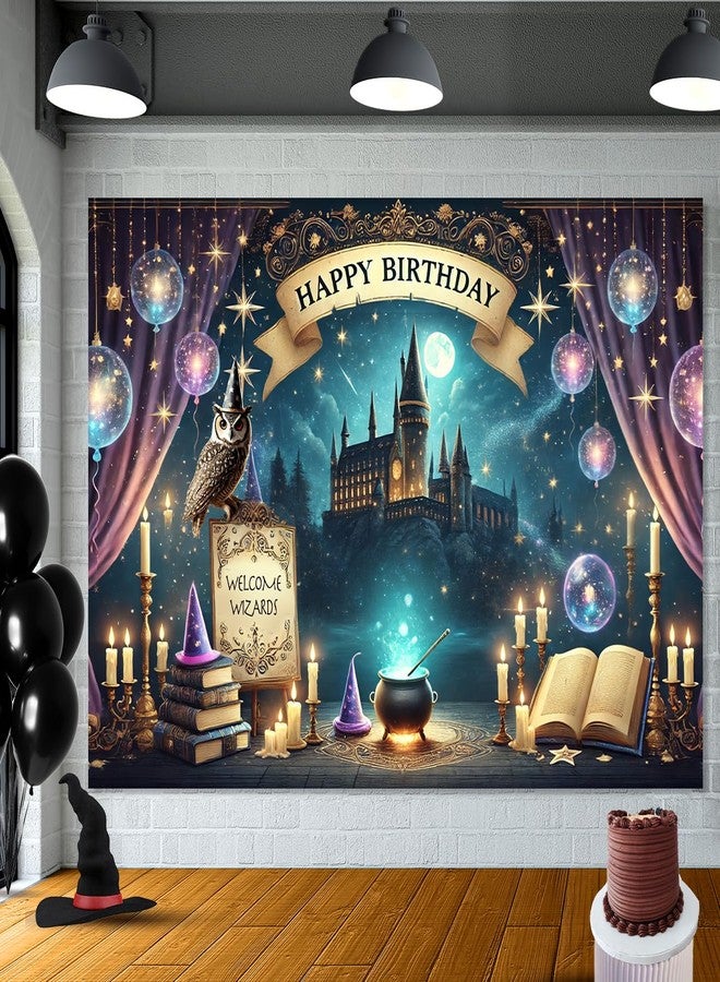 IndoTribe Wizard Happy Birthday Banner Wizard Happy Birthday Backdrop 6x4ft Wizard Party Decorations Magical Bdy Decorations Magical Party Decorations Wizard Backdrop for Room Decorations - Image 4