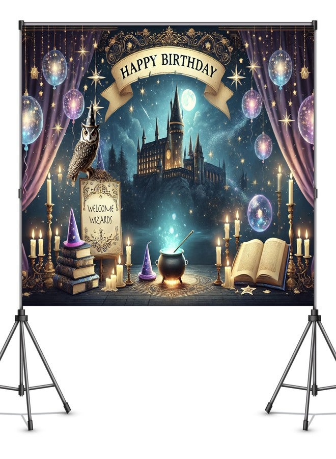 IndoTribe Wizard Happy Birthday Banner Wizard Happy Birthday Backdrop 6x4ft Wizard Party Decorations Magical Bdy Decorations Magical Party Decorations Wizard Backdrop for Room Decorations - Image 3