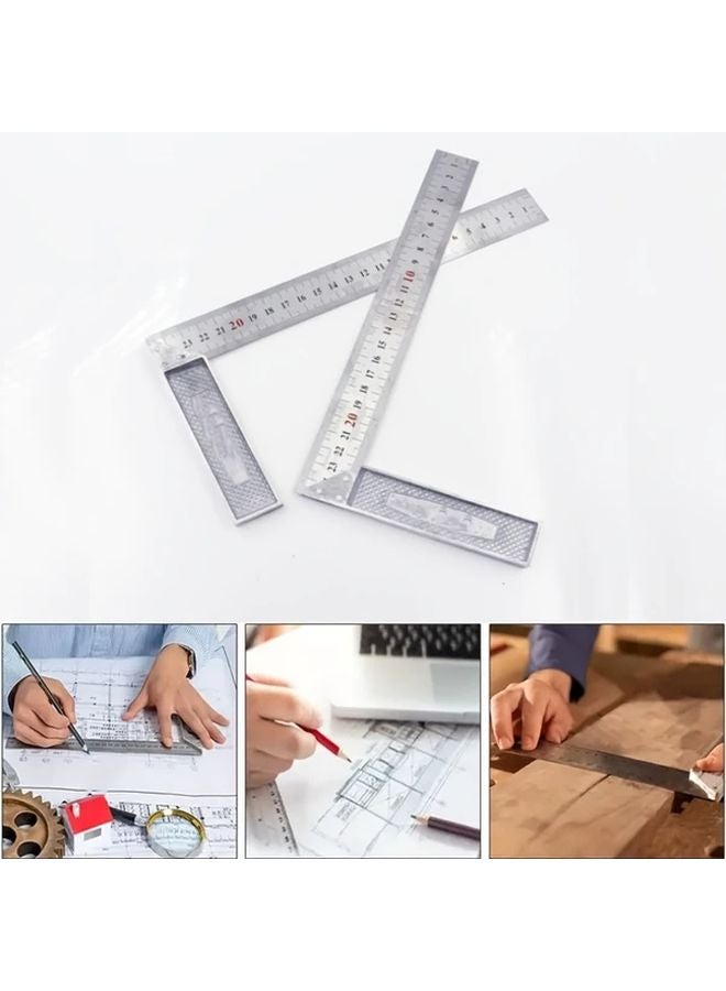 250mm Aluminum Alloy Angle Square Ruler Dual Scale Precision Measuring Tool - Image 2