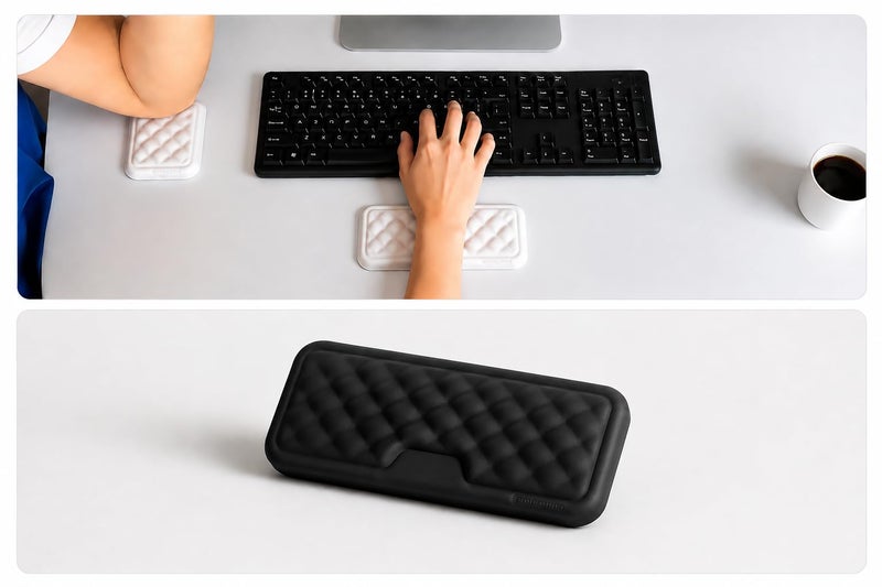 Wrist Hand Rest for Keyboard & Mouse, Ergonomic Memory Foam Wrist Support Pad, Soft Palm Cushion for Computer, Office Desk & Laptop Typing Support (Black) - Image 1
