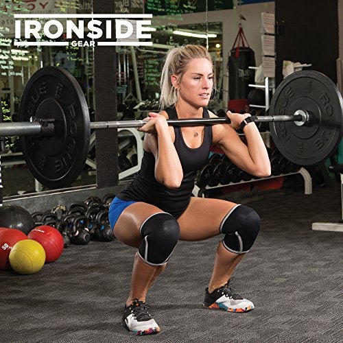 IRONSIDE Knee Sleeves (1 Pair) 7mm Neoprene Thick Compression Knee Brace Support for Weightlifting, Powerlifting, Squatting and Cross Fit Training Fitness for Women and Men Black, L - Image 4