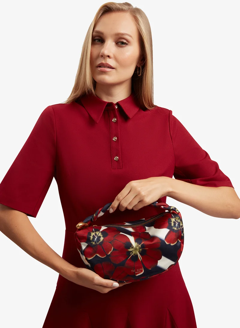 Ted Baker Satin Statement Hardware Printed Clutch