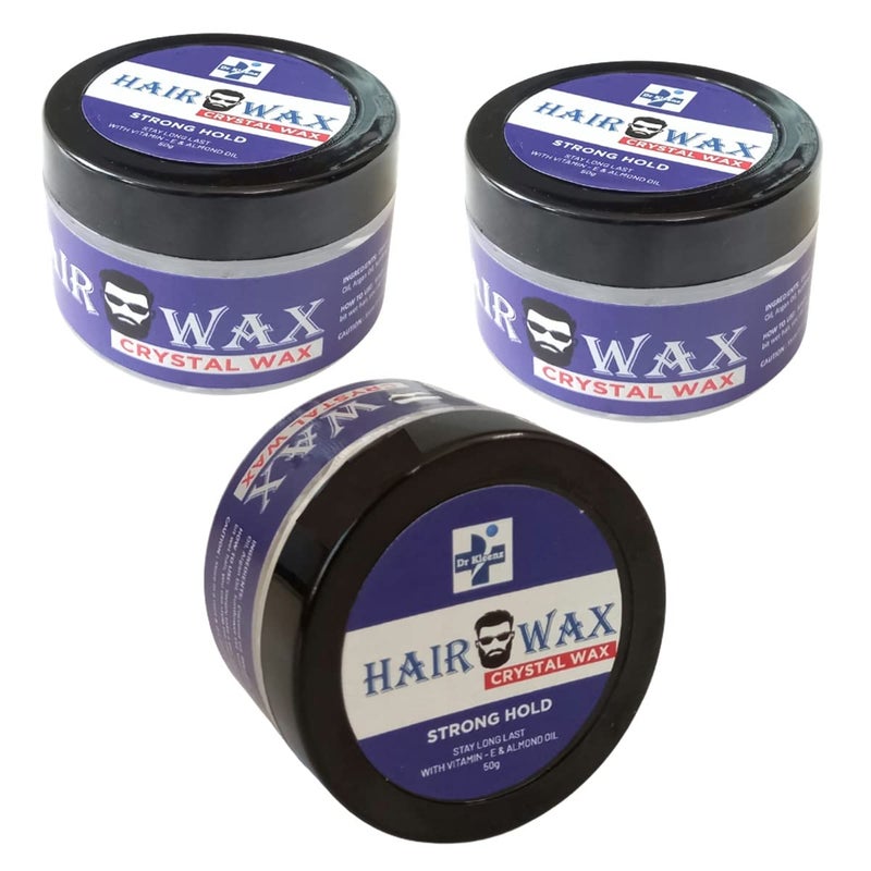 Dr Kleenz Crystal Hair Wax  Strong Hold  Vitamin Enriched  Hair Styling Wax 150 gm 50 Gm x 3 - Image 1