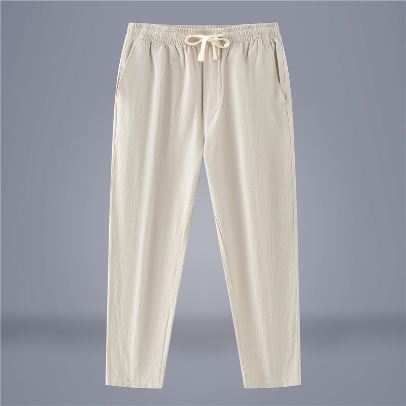 Men'S Linen Pants Summer Thin Large Size Loose Straight Versatile Wide-Leg Chinese Style Cotton-Linen Cropped Casual Pants Trendy - Image 5
