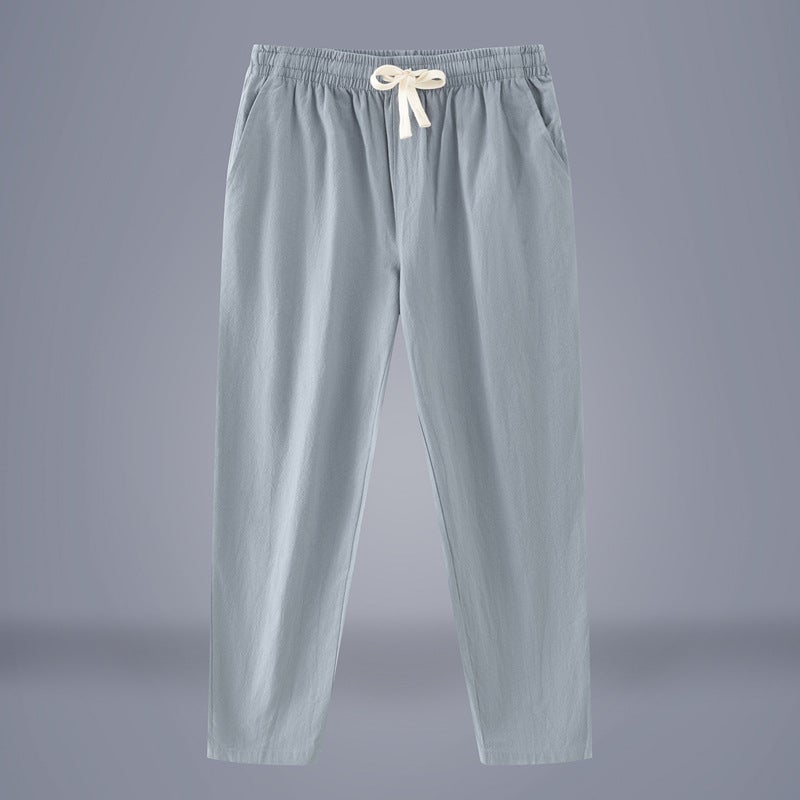 Men'S Linen Pants Summer Thin Large Size Loose Straight Versatile Wide-Leg Chinese Style Cotton-Linen Cropped Casual Pants Trendy - Image 4