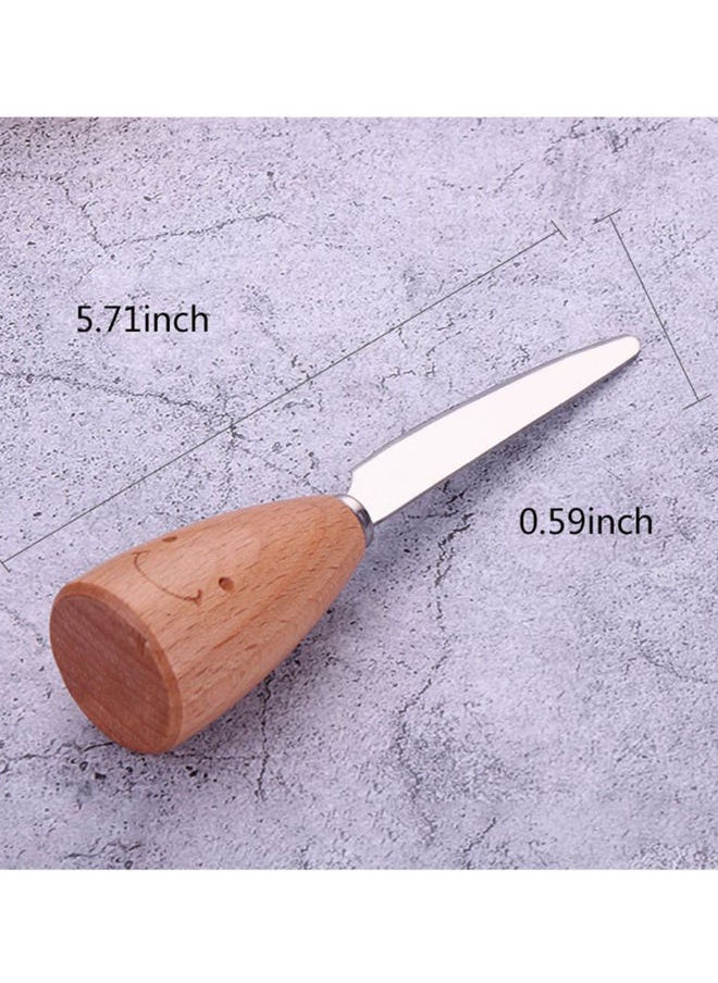 NIBEMINENT - 4-Piece Kids Stainless Steel Knife Fork Spoon Set With Wooden Handle Silver/Brown - Image 1