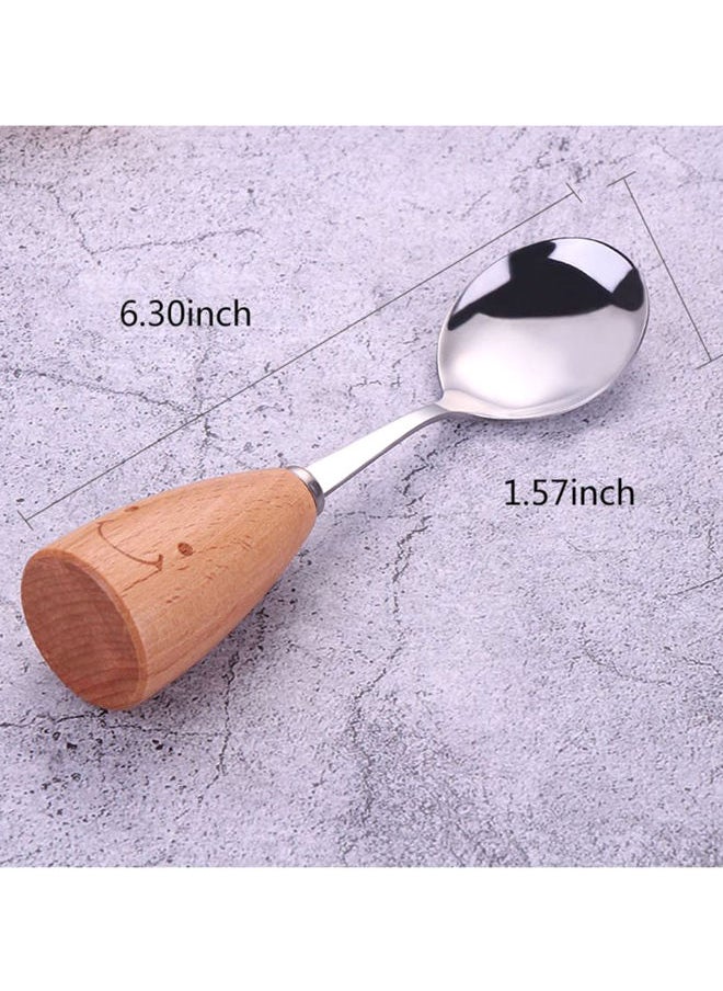 NIBEMINENT - 4-Piece Kids Stainless Steel Knife Fork Spoon Set With Wooden Handle Silver/Brown - Image 1