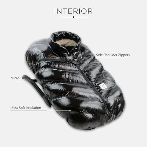 7 A.M 7AM Enfant Car Seat Covers - Cocoon Baby Cover for Boys & Girls, Rain & Snow Repellent, Breathable Windproof, Center Zipper, Universal Fit for Infant Car Seat (0-12M) (Black Polar) - Image 3