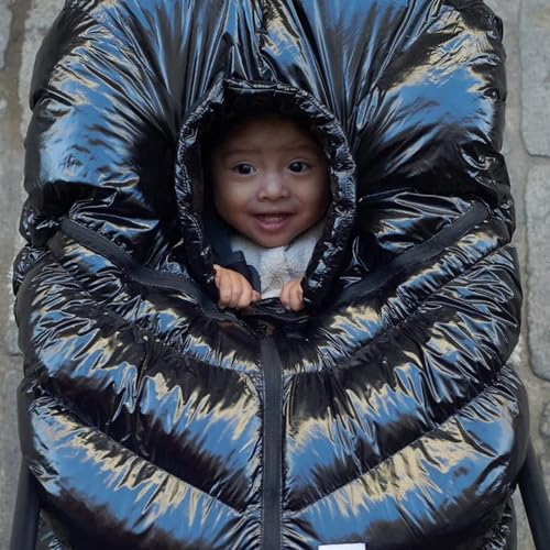 7 A.M 7AM Enfant Car Seat Covers - Cocoon Baby Cover for Boys & Girls, Rain & Snow Repellent, Breathable Windproof, Center Zipper, Universal Fit for Infant Car Seat (0-12M) (Black Polar) - Image 2