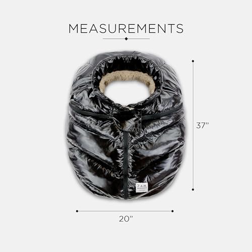 7 A.M 7AM Enfant Car Seat Covers - Cocoon Baby Cover for Boys & Girls, Rain & Snow Repellent, Breathable Windproof, Center Zipper, Universal Fit for Infant Car Seat (0-12M) (Black Polar) - Image 5