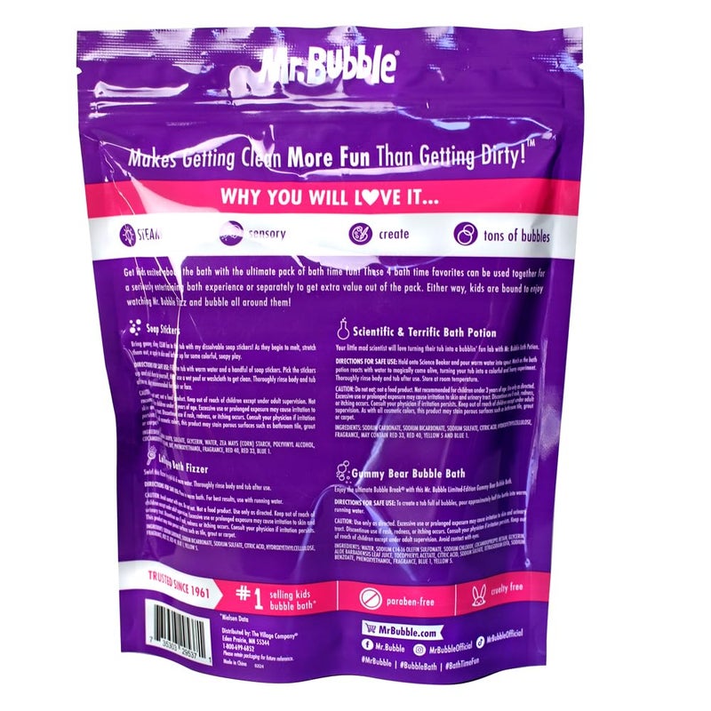 Mr. Bubble Ultimate Pack of Bath Time Fun 4 Favorites, Bath Potion, Bath Bomb, Soap Stickers, Bubble Bath (Pack of 2) - Image 3
