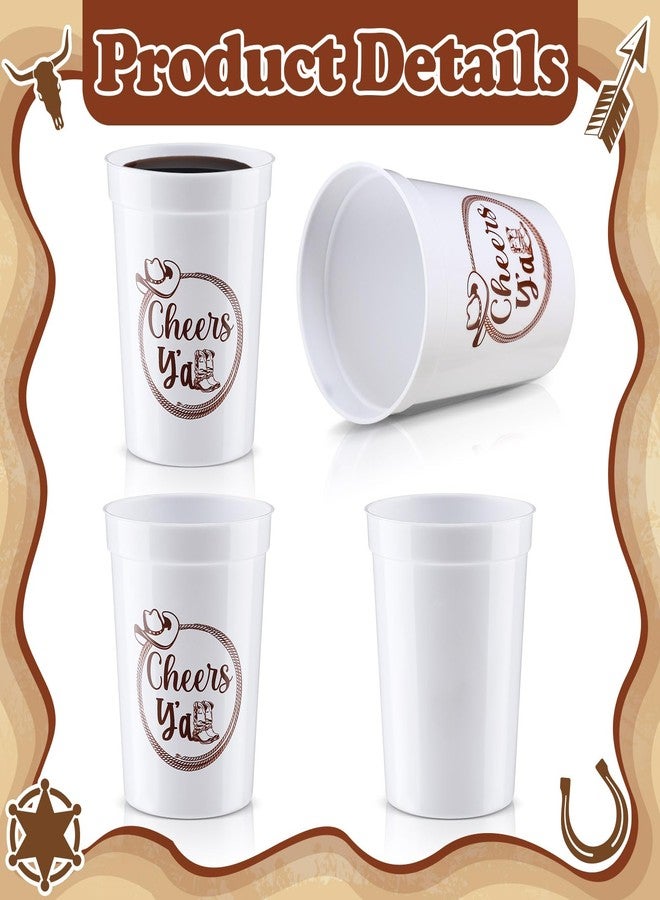 Jingmore 48 Pcs 8oz Western Cowboy Plastic Cups Western Party Decorations Disposable Rodeo Print Plastic Drinking Cups for Wild Cowboy Cowgirl Themed Party Supplies(White) - Image 3