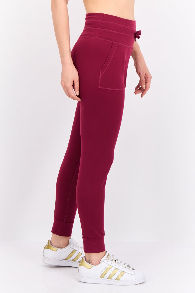 Hype Women Drawstring Plain 28 Inseam Sweatpants, Maroon - Image 2