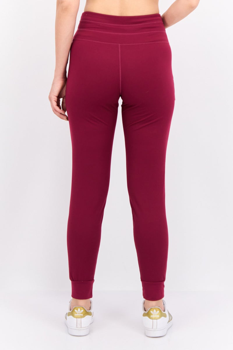 Hype Women Drawstring Plain 28 Inseam Sweatpants, Maroon - Image 3