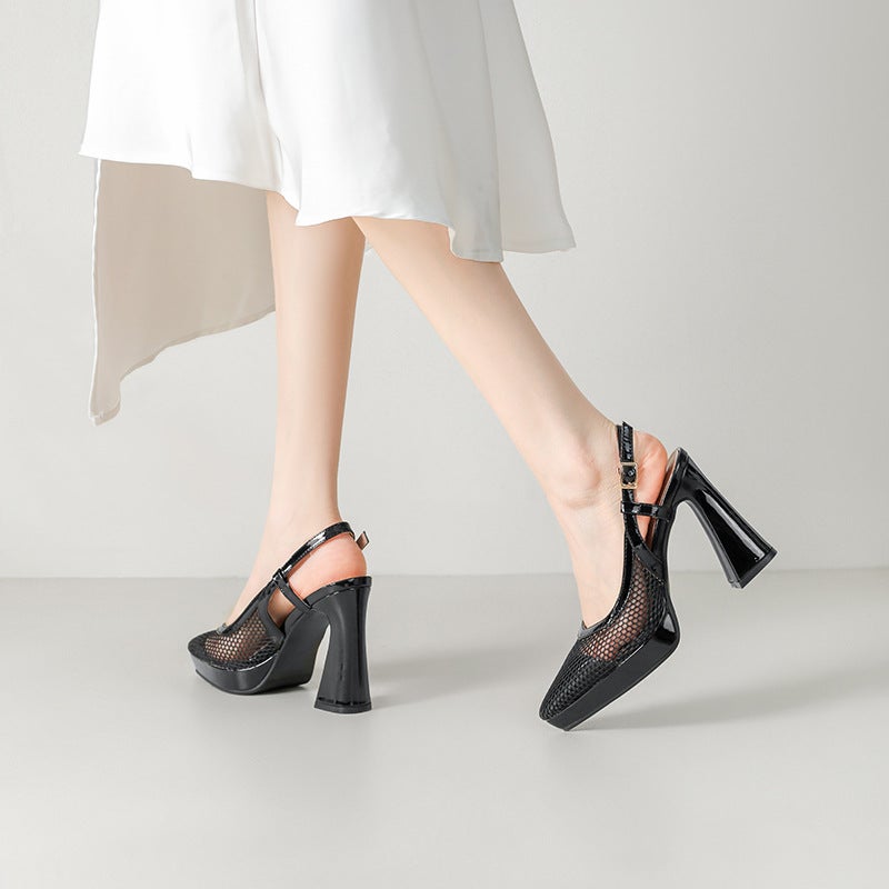 Fashion High Heel 33-43 Plus Size Thick Bottom Elegant Pointed Baotou Sandals For Women - Image 4