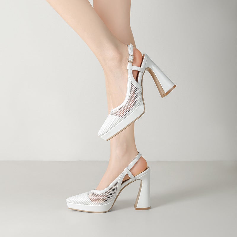 Fashion High Heel 33-43 Plus Size Thick Bottom Elegant Pointed Baotou Sandals For Women - Image 2