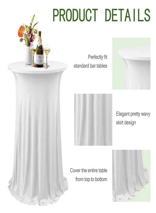 ANMINY Highboy Cocktail Table Covers with Ruffle Skirt Stretch Fitted Cocktail Tablecloth Linens for 24" D x 43" H Round Tables Washable Decorative High Top Table Covers - White - Image 4
