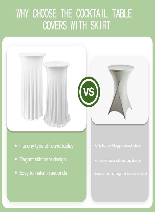 ANMINY Highboy Cocktail Table Covers with Ruffle Skirt Stretch Fitted Cocktail Tablecloth Linens for 24" D x 43" H Round Tables Washable Decorative High Top Table Covers - White - Image 5