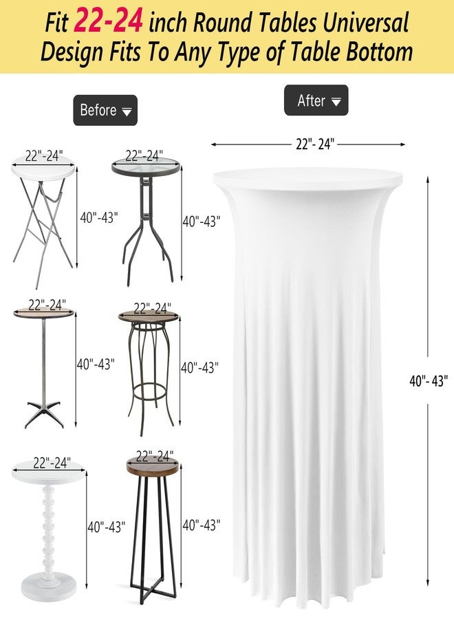 ANMINY Highboy Cocktail Table Covers with Ruffle Skirt Stretch Fitted Cocktail Tablecloth Linens for 24" D x 43" H Round Tables Washable Decorative High Top Table Covers - White - Image 2