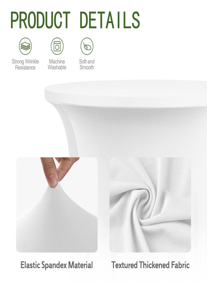 ANMINY Highboy Cocktail Table Covers with Ruffle Skirt Stretch Fitted Cocktail Tablecloth Linens for 24" D x 43" H Round Tables Washable Decorative High Top Table Covers - White - Image 3