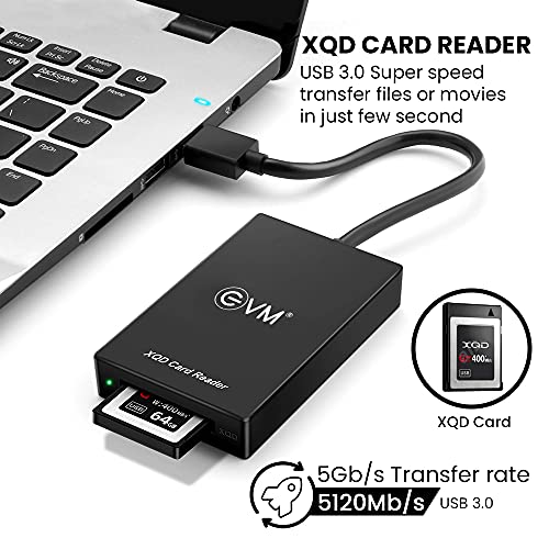 EVM XQD Memory Card Reader USB 3.0 – 5Gbps High-Speed Transfer for XQD G/M Series, Lexar 2933x/1400x, SD/SDHC/SDXC, Compatible with PC & Mac – 3 Years Warranty (EVM-CR-002) - Image 2