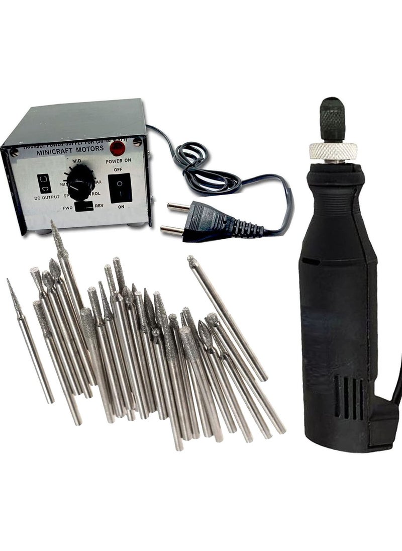 DIY Crafts DIY Crafts 30x Diamond Burr Diamond Burr Tools Minicraft MachineMini Drill Machine with 12V Speed and Direction Control Stabilizer Elimeter Box Adjust 30x Diamond Burr Diamond Burr  - Image 1