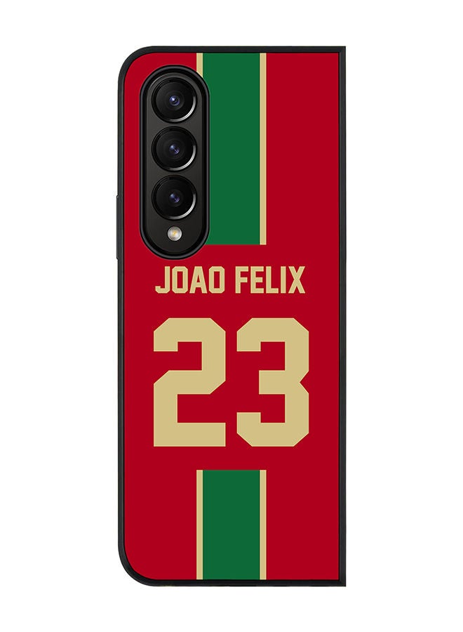 Stylizedd Rugged Black edge case for Samsung Galaxy Z Fold4 Slim fit Soft Case Flexible Rubber Edges Anti Drop TPU Gel Thin Cover - Football Team - Portugal Player Name - Joao Felix - Image 1
