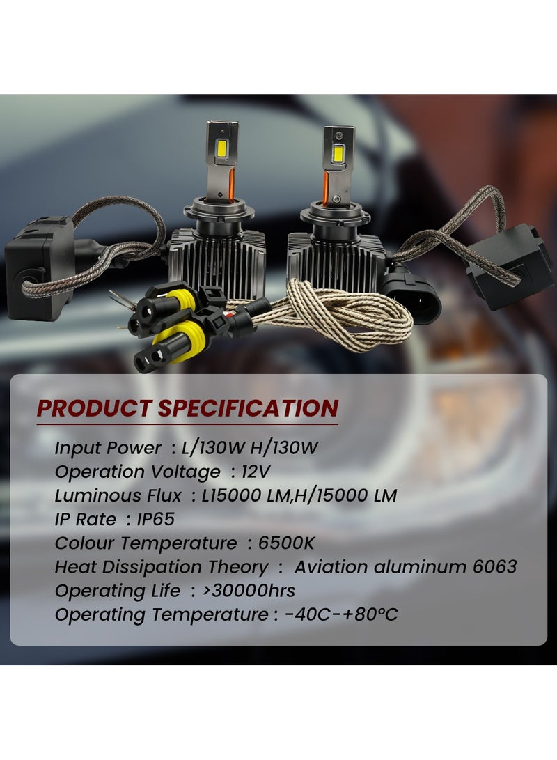 3XR P130 LED Headlight 260W 30000LM D1/D3 – 12V High-Power Automotive Bulb - Image 3