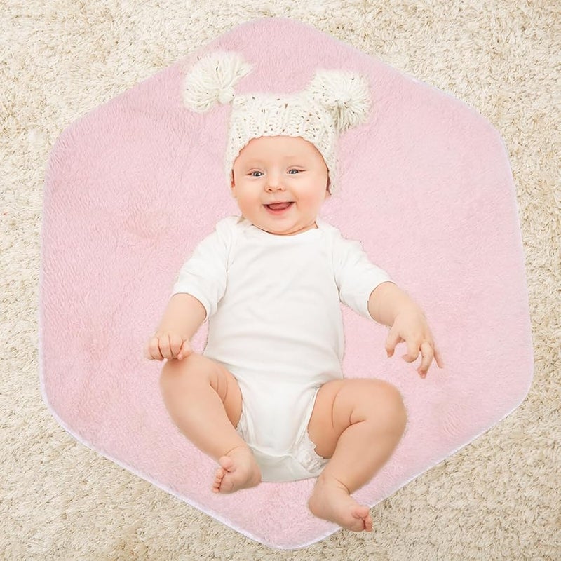 سجادة ألعاب ناعمة ودافئة من المخمل الناعم سداسية الشكل للغرفة الوردية - Image 3