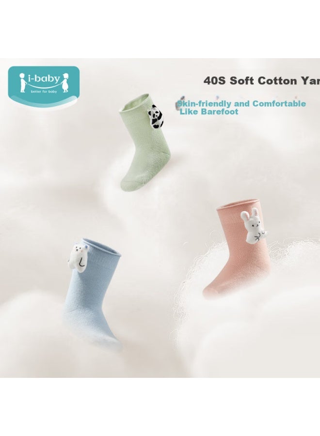 Ibaby British Baby Newborn Socks, Infant Spring And Summer Mid-calf Socks, Boys And Girls Doll Cotton Socks, 3 Pairs Per Pack - Image 3
