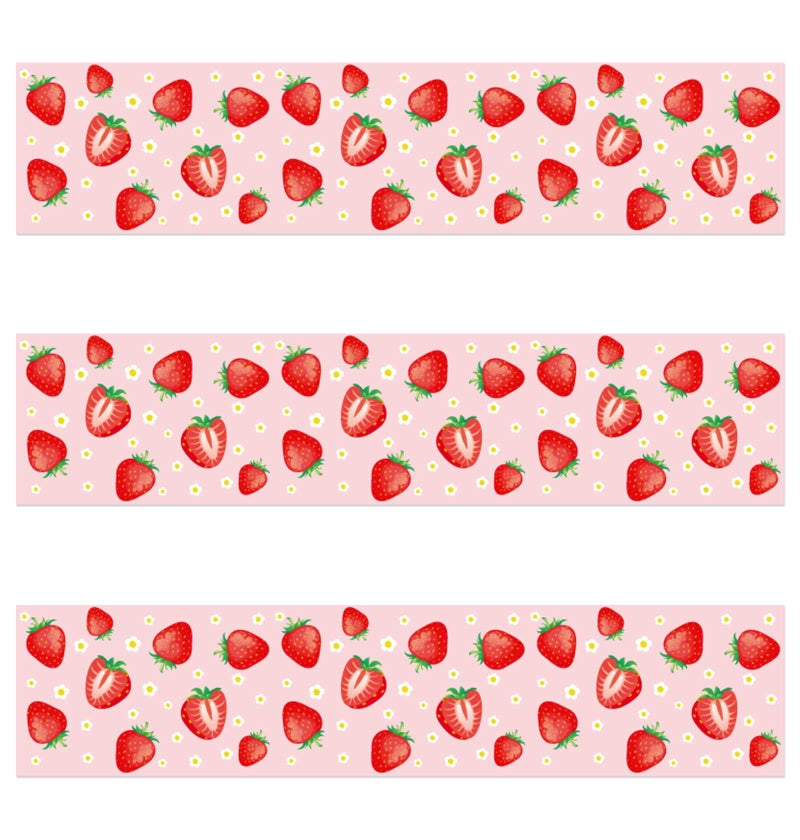 Fukaisu 3pcs Strawberry Pattern Edible Cake Borders Glutinous Rice Paper Birthday Cake Decorations Fruit Themed PreCut Edible Wrap Strips for Birthday Party Decor Supplies - Image 3
