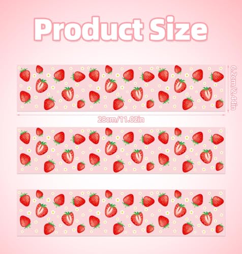 Fukaisu 3pcs Strawberry Pattern Edible Cake Borders Glutinous Rice Paper Birthday Cake Decorations Fruit Themed PreCut Edible Wrap Strips for Birthday Party Decor Supplies - Image 5