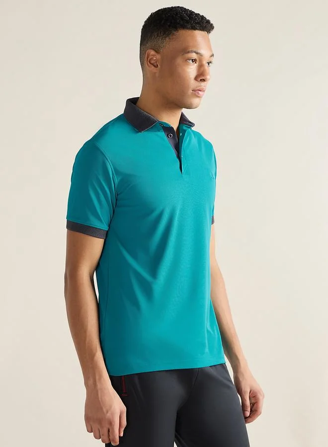 Clans&Hans Men Green Jacquard Collar Knitted Polo