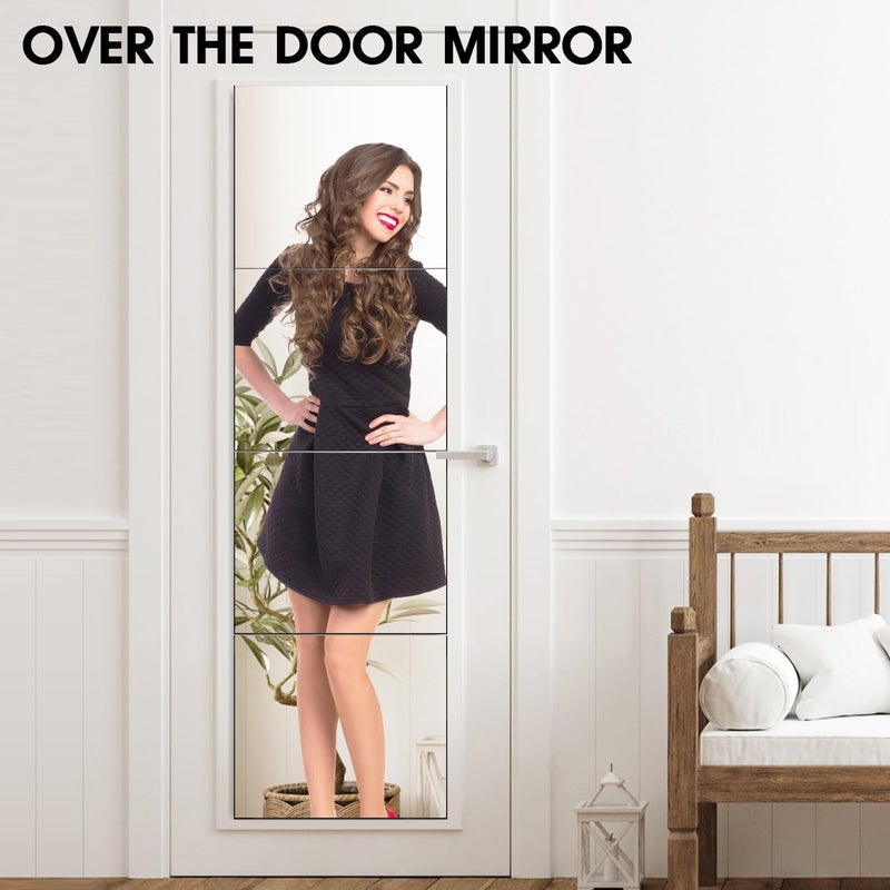 VASUHOME Glass Full Length Wall Mirror Tiles- 12x12 Inch- 8PCS Frameless Full Body Mirror for Home Gym, Bedroom, Living Room - Versatile Wall Mirror with Unrivaled Clarity - Image 4