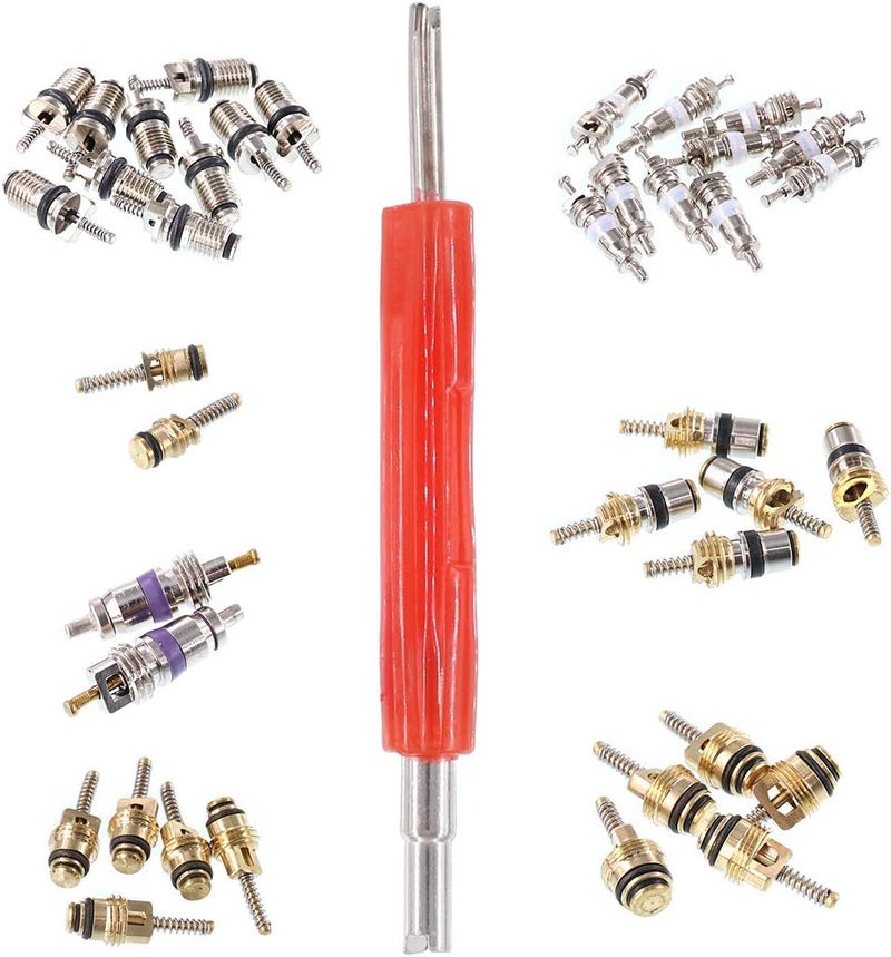 Glarks 40Pcs Car Air Conditioner Valve Core Schrader Valve Cores Accessories A/C R12 R134a Refrigeration Tire Valve Stem with Double Head Dual Dismantling Remover Installer Tool Assortment Kit - Image 4