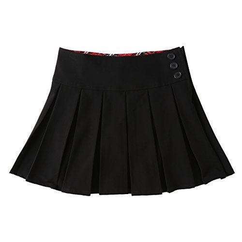 Bienzoe Girls School Uniform Skirt: Kids Adjustable Waist Pleated Dance Skort 4 Black - Image 4