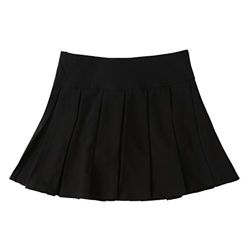 Bienzoe Girls School Uniform Skirt: Kids Adjustable Waist Pleated Dance Skort 4 Black - Image 2