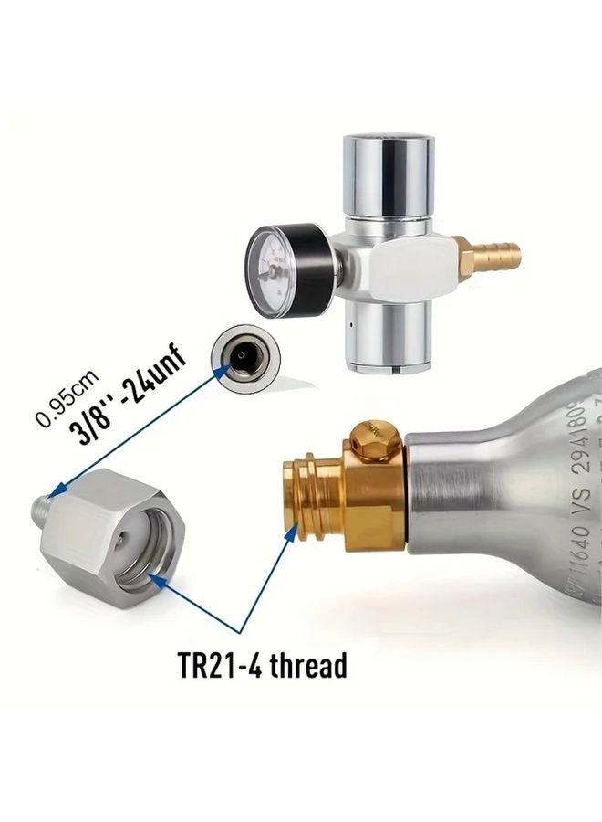 2 In 1 Mini CO2 Gas Regulator With Soda Adapter 60 PSI Pressure Gauge Safety Valve - Image 3