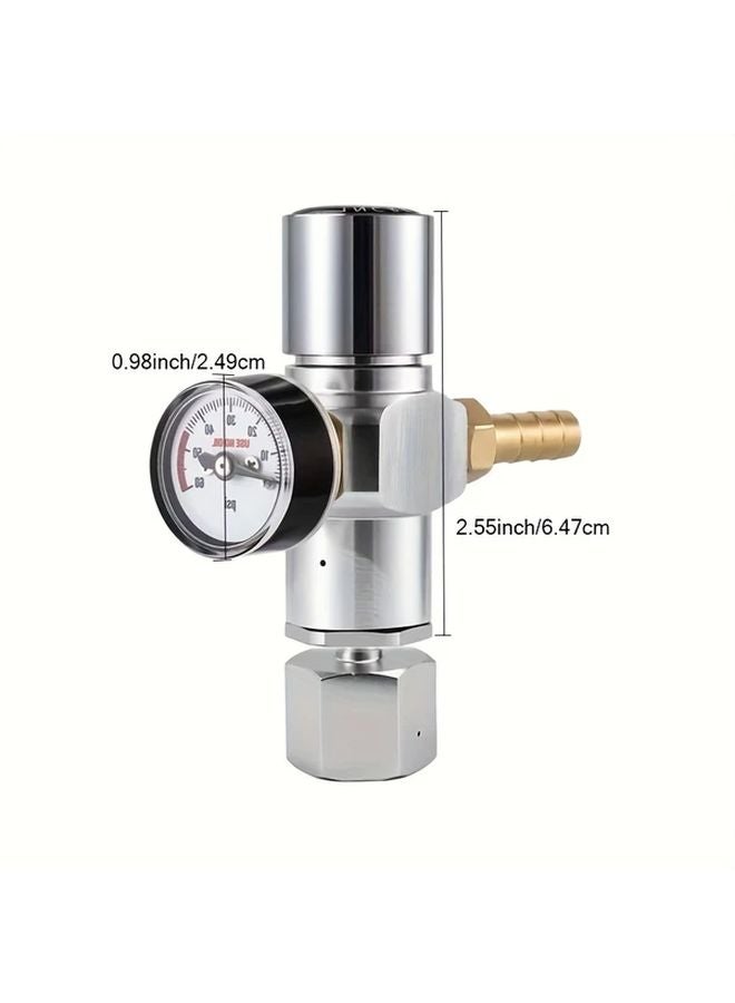 2 In 1 Mini CO2 Gas Regulator With Soda Adapter 60 PSI Pressure Gauge Safety Valve - Image 4