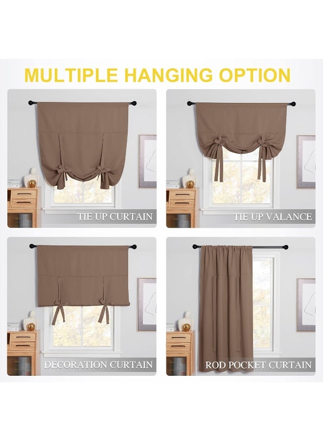 NICETOWN Balloon Shade Blackout Curtain  Thermal Insulated Tie Up Window Blind for Small WindowBedroom Cappuccino Rod Pocket Panel 46 inches W x 63 inches L - Image 4